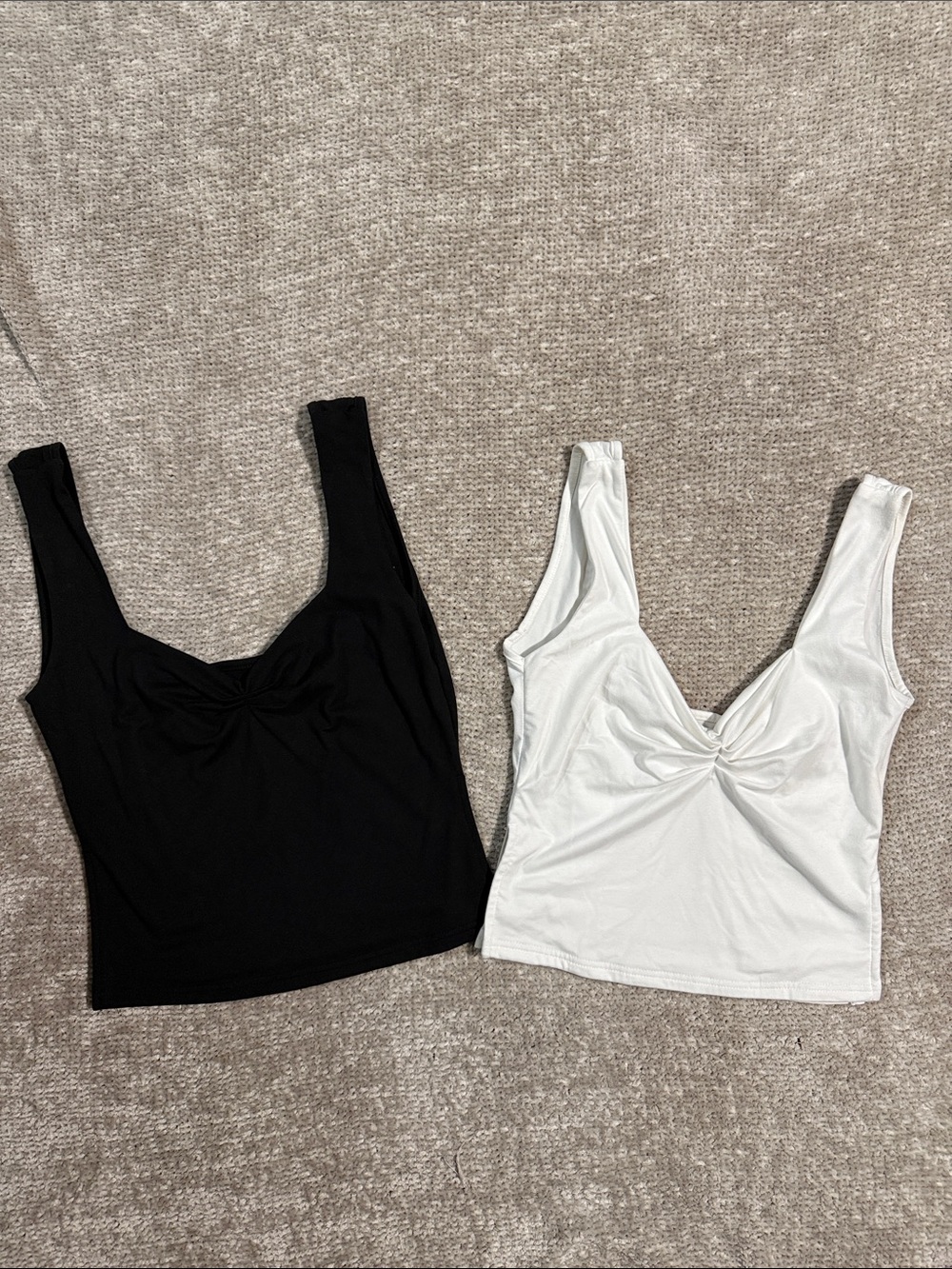 Women’s Twist-Front Cropped Tank Top Bundle - 1 Black and 1 White